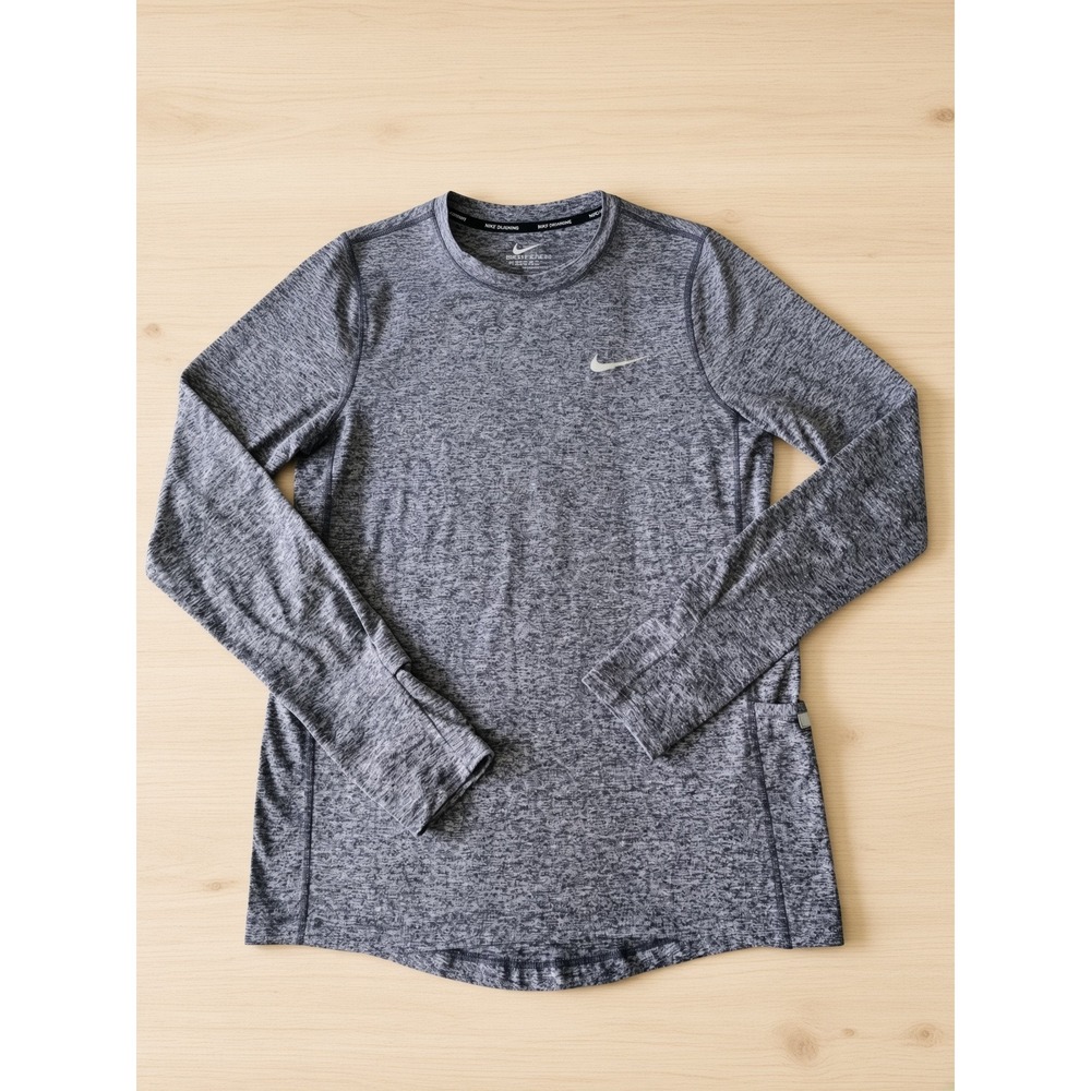 Nike Running Dri-FIT Long Sleeve Space Dye Top Navy Blue CU3277-573 Womens XS